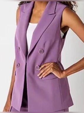 Liz Claiborne Lavender Double-Breasted Sleeveless Blazer